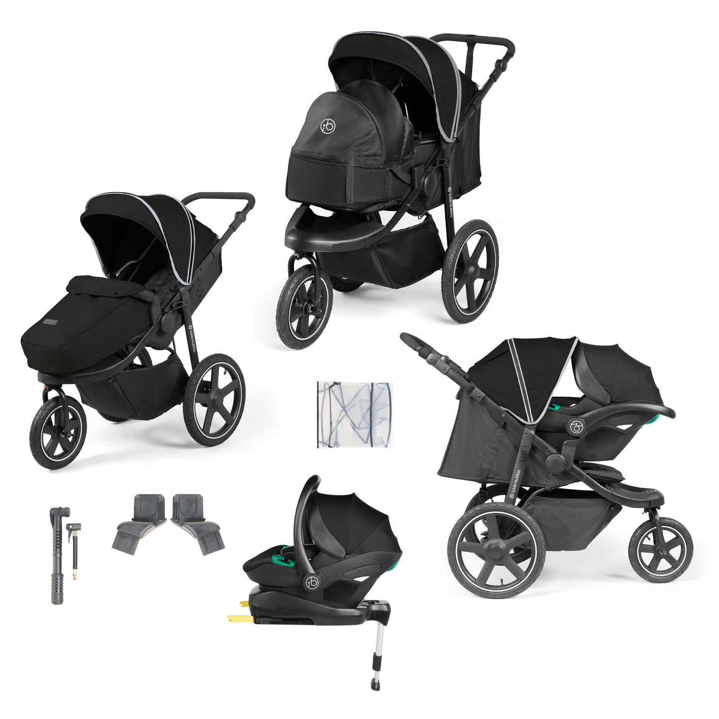 Ickle Bubba Venus Prime Jogger I-Size Travel System with Newborn Cocoon & Isofix Base