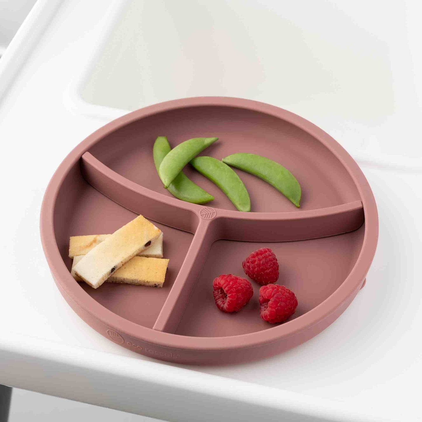 Eco Rascals Silicone Plate With Removable Divider - Rose