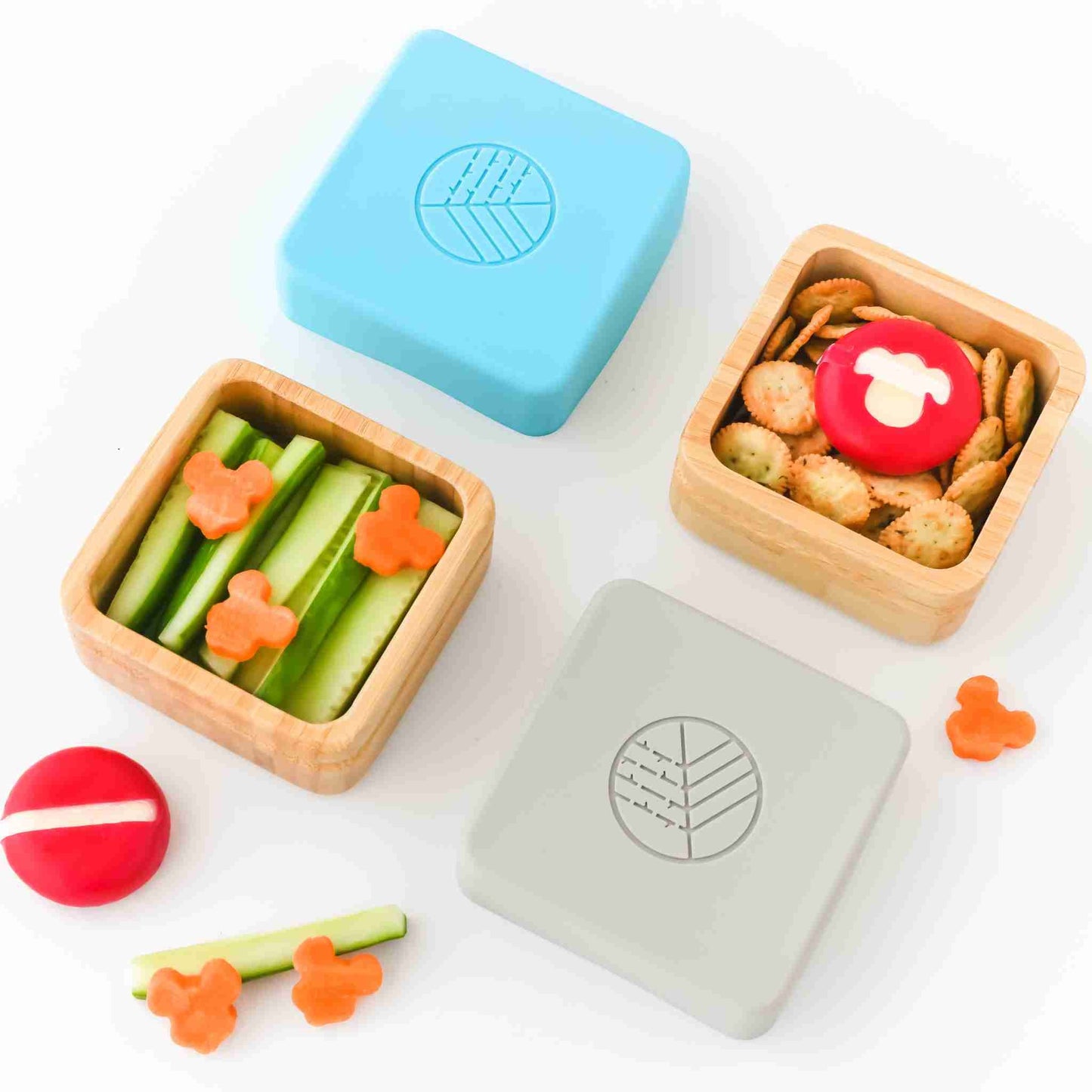 Eco Rascals Bamboo Snack Pots - Blue and Grey