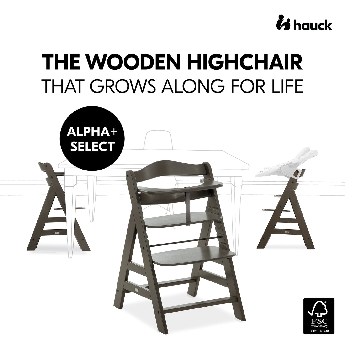 hauck Alpha+ Select Wooden Highchair