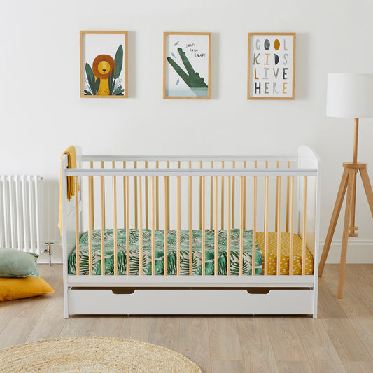 Ickle Bubba Coleby Scandi Cot Bed with Under Drawer