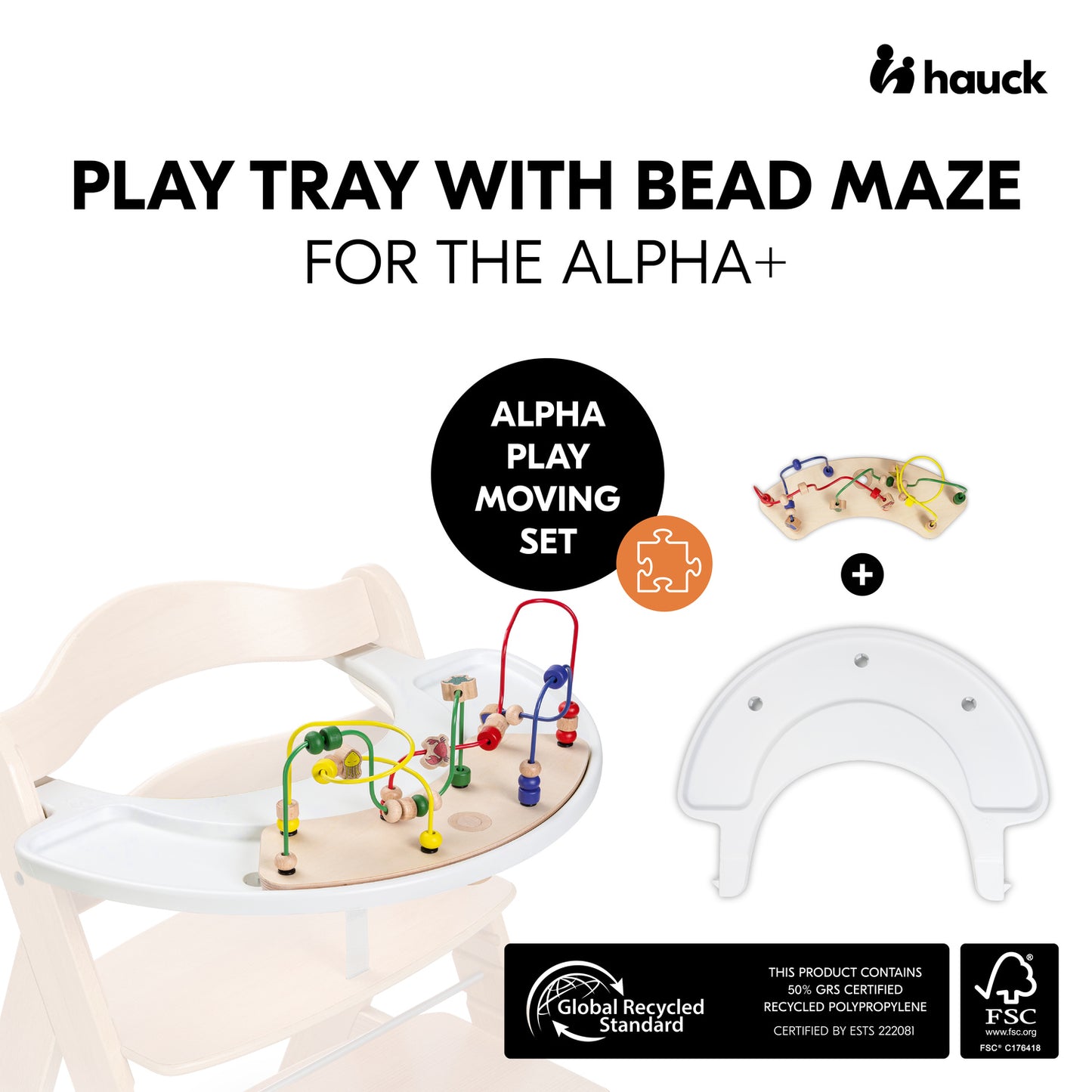 hauck Alpha Play Moving Set Wooden Highchair Playset and Tray
