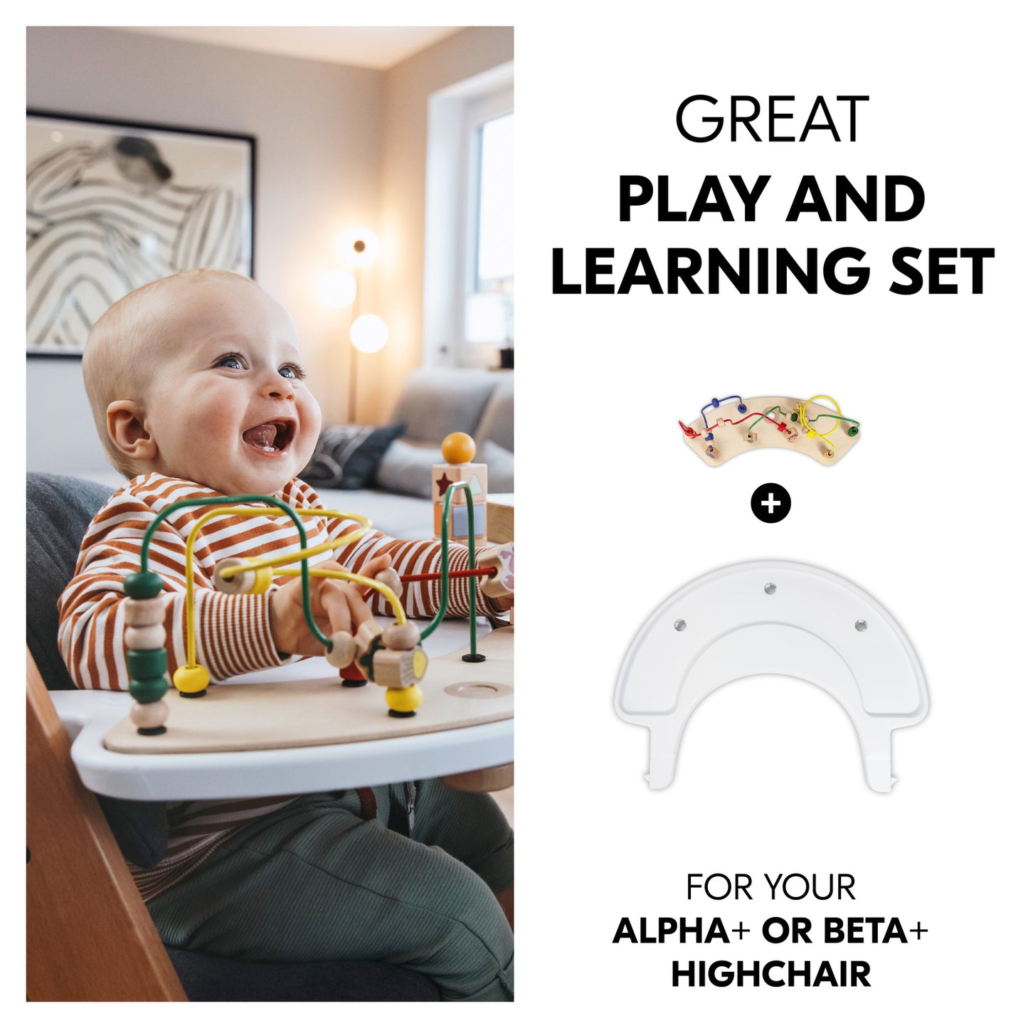 hauck Alpha Play Moving Set Wooden Highchair Playset and Tray