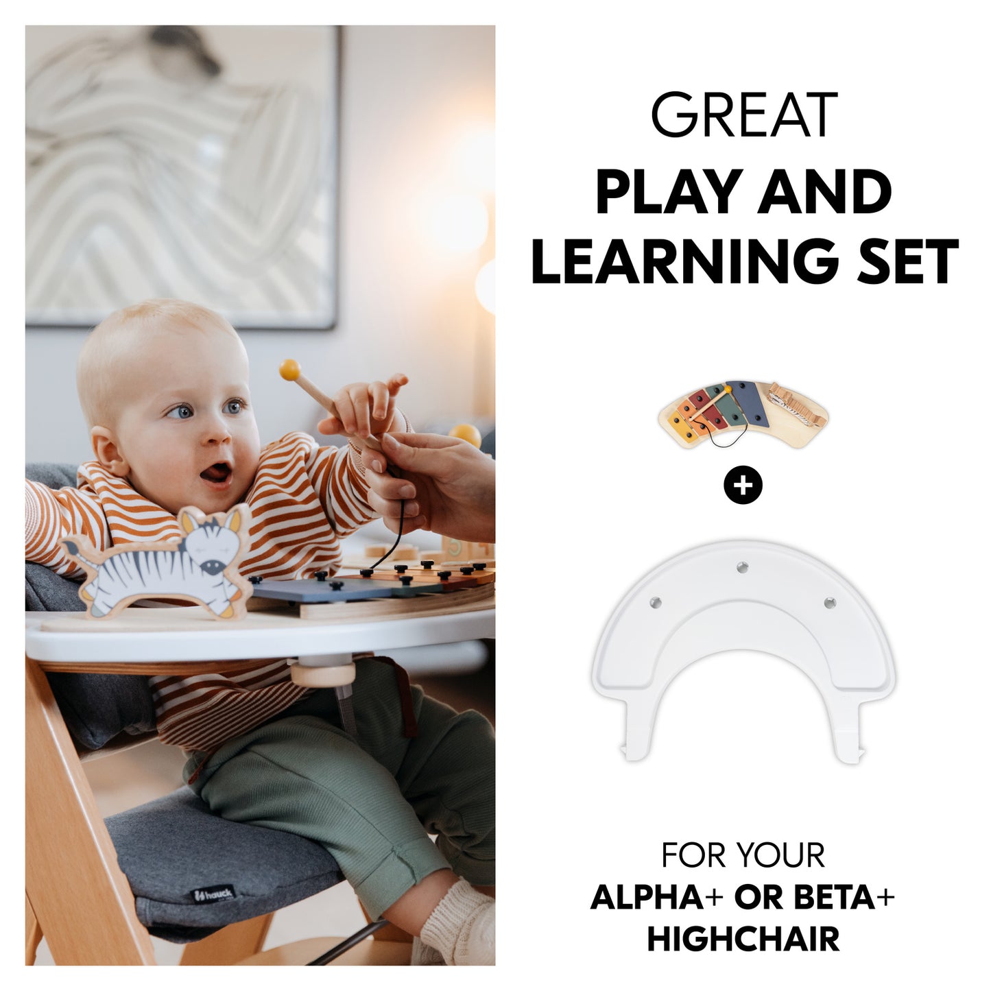 hauck Alpha Play Music Set Wooden Highchair Playset and Tray