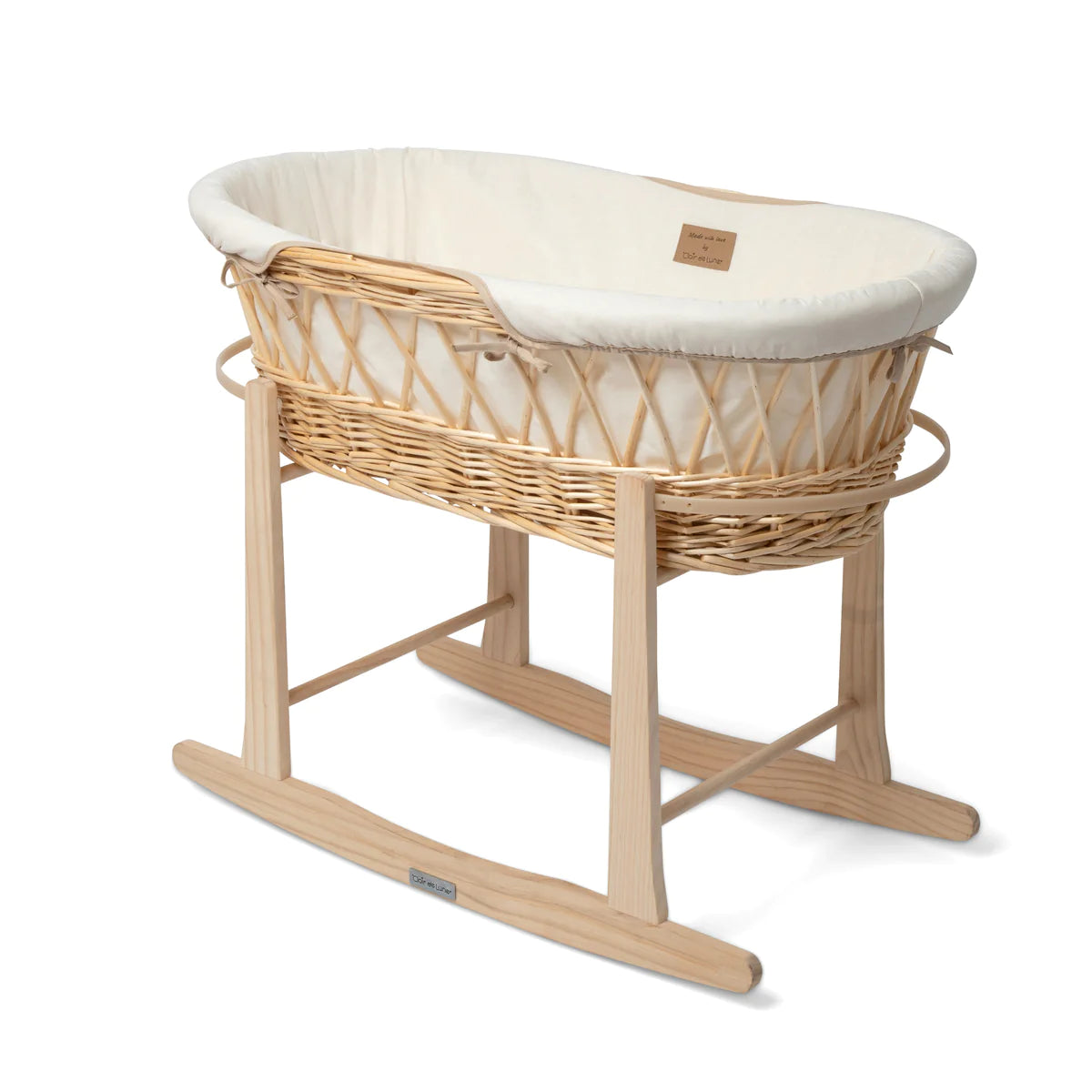 Clair de Lune Bedtime Bundle: Organic Wicker Basket with Rocking Stand, Mattress Protector, Sheet, Sleeping Bag & Cellular Blanket