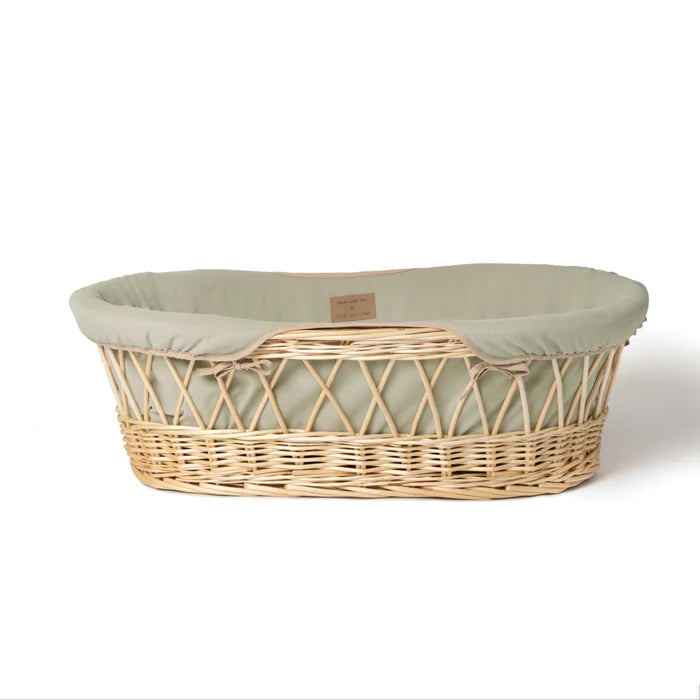 Clair de Lune Bedtime Bundle: Organic Wicker Basket with Rocking Stand, Mattress Protector, Sheet, Sleeping Bag & Cellular Blanket