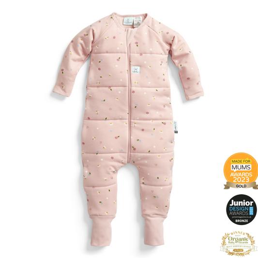 ErgoPouch - Organic Winter Long Sleeved Sleep Onesie - Daisies - 2.5 TOG