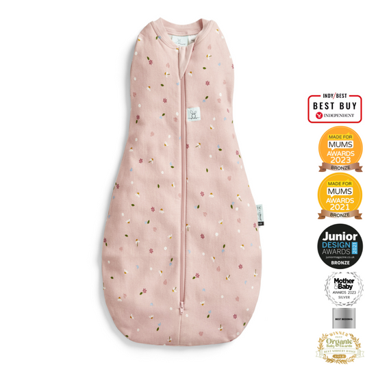 ErgoPouch - Organic All Year Cocoon Swaddle Sleeping Bag - Daisies - 1.0 TOG