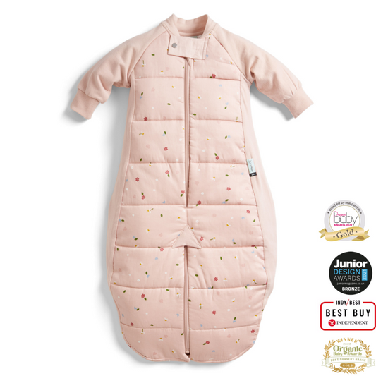 ErgoPouch - Organic Winter Long Sleeved 2 in 1 Sleeping Suit Bag - Daisies - 2.5 TOG