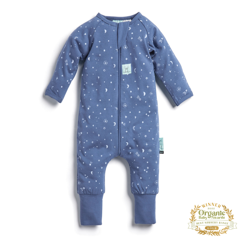 ErgoPouch - Organic Layers Long Sleeve Babygrow - Night Sky - Mild 0.2 TOG