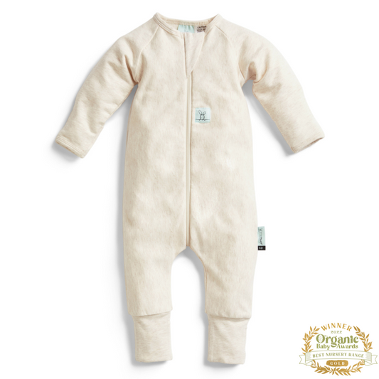 ErgoPouch - Organic Layers Long Sleeve Babygrow - Oatmeal - Warm 1.0 TOG