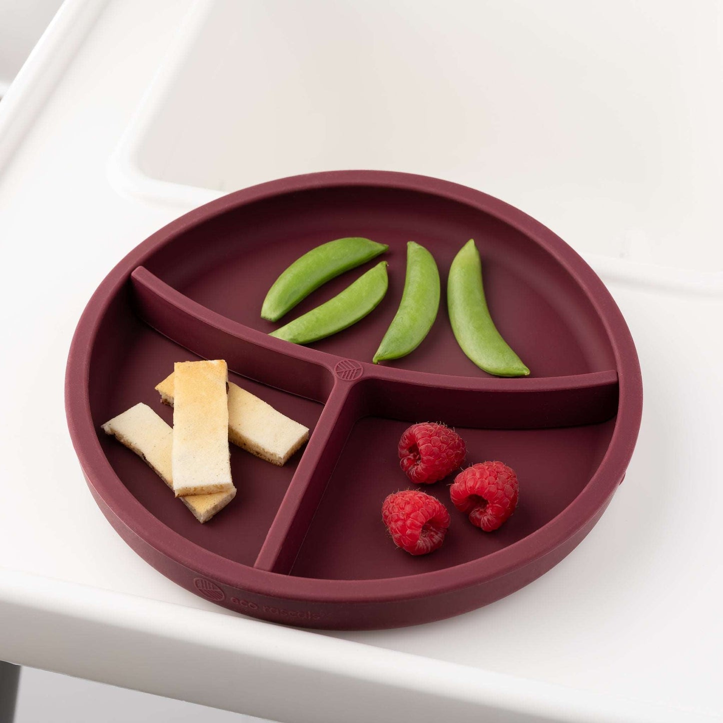 Eco Rascals Silicone Plate With Removable Divider - Burgundy