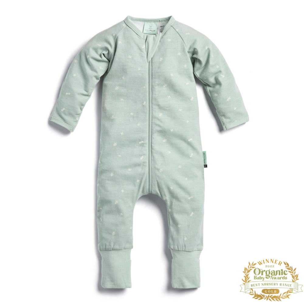 ErgoPouch - Organic Layers Long Sleeve Babygrow - Sage - Mild 0.2 TOG