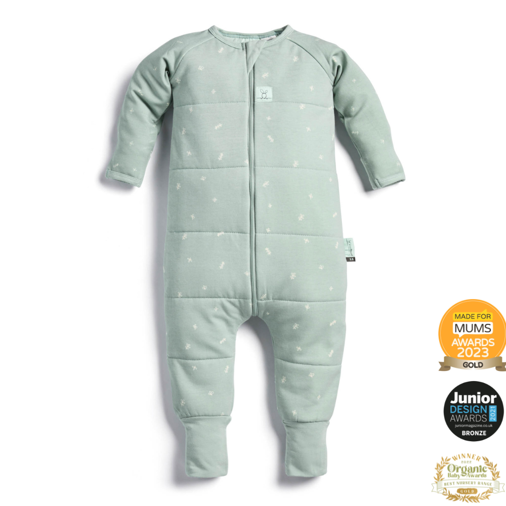 ErgoPouch - Organic Winter Long Sleeved Sleep Onesie - Sage - 2.5 TOG