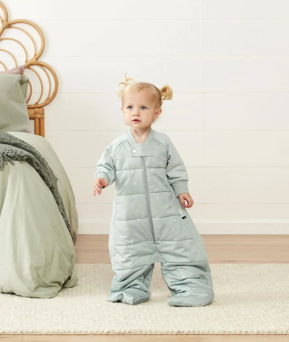 ErgoPouch - Organic Winter Long Sleeved 2 in 1 Sleeping Suit Bag - Sage - 2.5 TOG