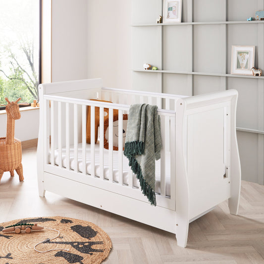 Babymore Stella Sleigh Cot Bed with Drawer